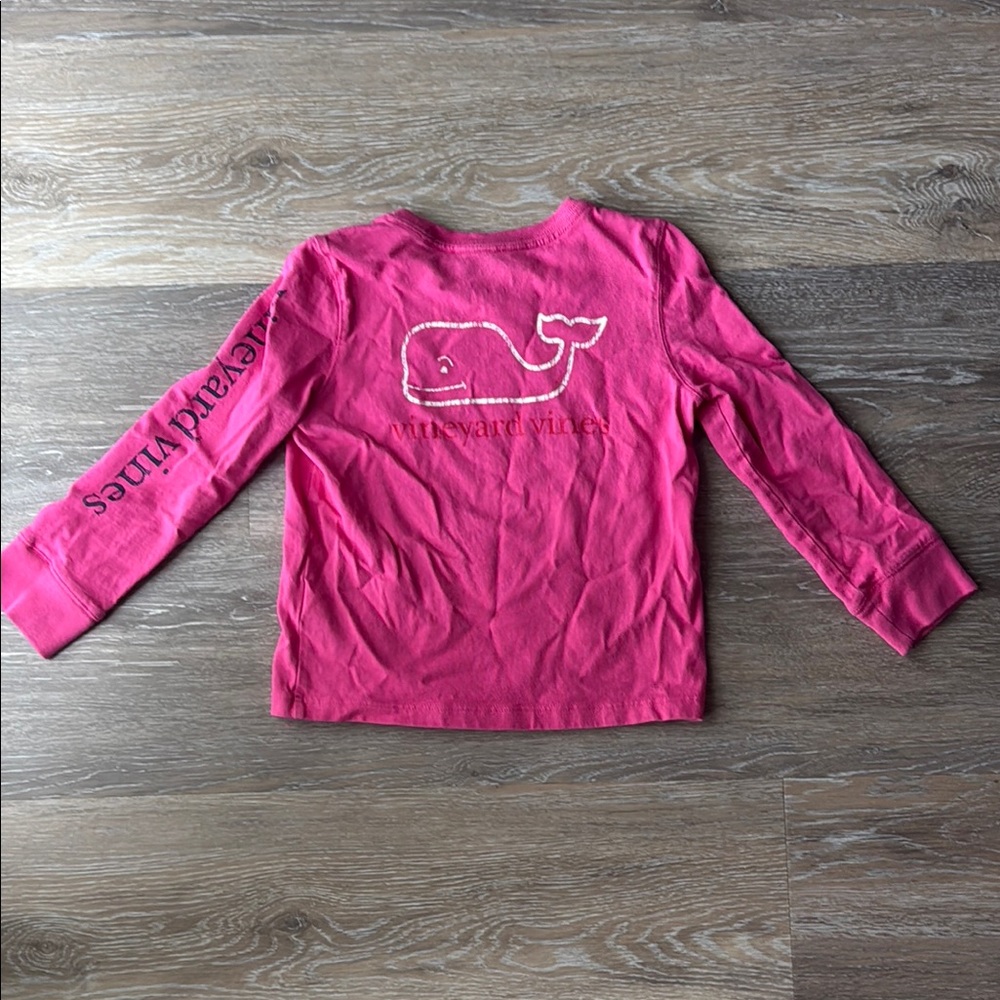 Vineyard Vines Girls 3T Bright Pink Whale Logo Tee